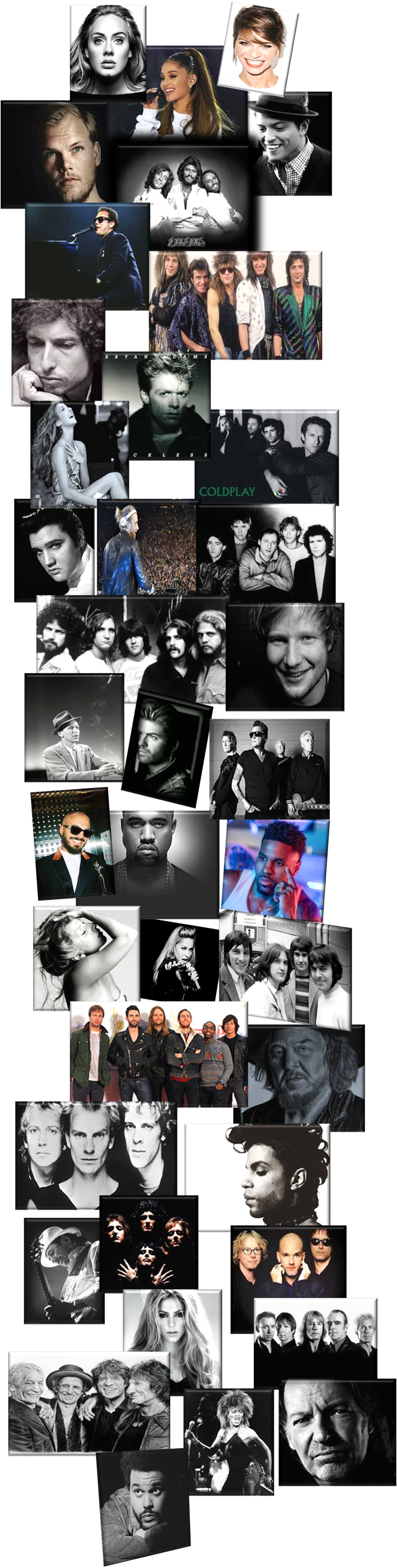 Zucchero,Santana,Madonna2,KanyeWest,ElvisPresley,Coldplay,BrunoMars,Avicii,Adele2,BeeGees,BobDylan,BonJovi,BryanAdams,CelineDion1,DavidGuetta,DireStraits,Eagles,EdSheeran,FrankSinatra,GeorgeMichael,GoldenEarring,J BALVIN,Kinks,LadyGaGa,Maroon5,Police,Prince,Queen,REM,Shakira,StatusQuo,RollingStones,TinaTurner,VascoRossi